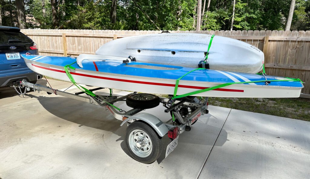 Fishing kayak with trailer