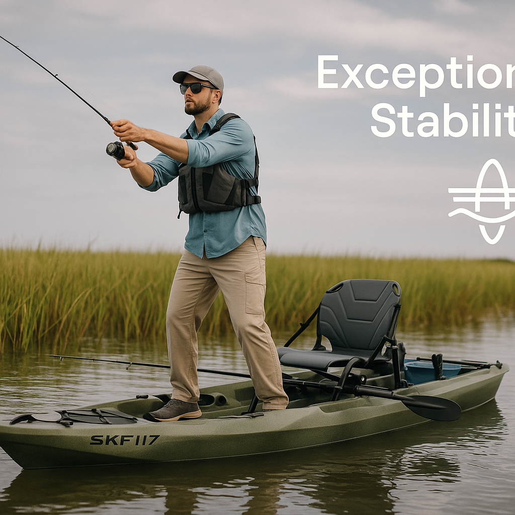 Create a 1536x1024 landscape action shot of an angler standi
