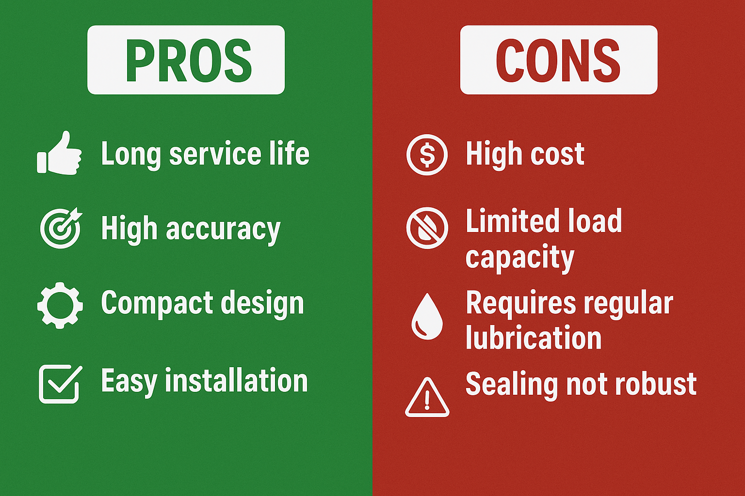 Create a 1024x1024 square pros and cons visual comparison fo