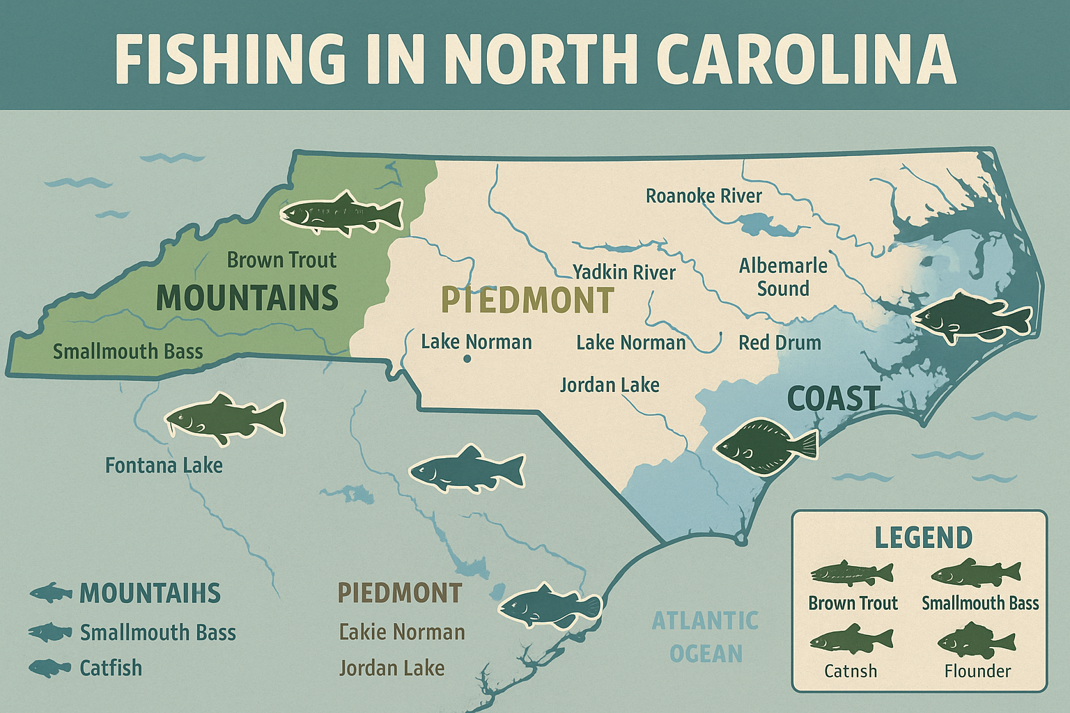 Create a detailed infographic map of North Carolina showing