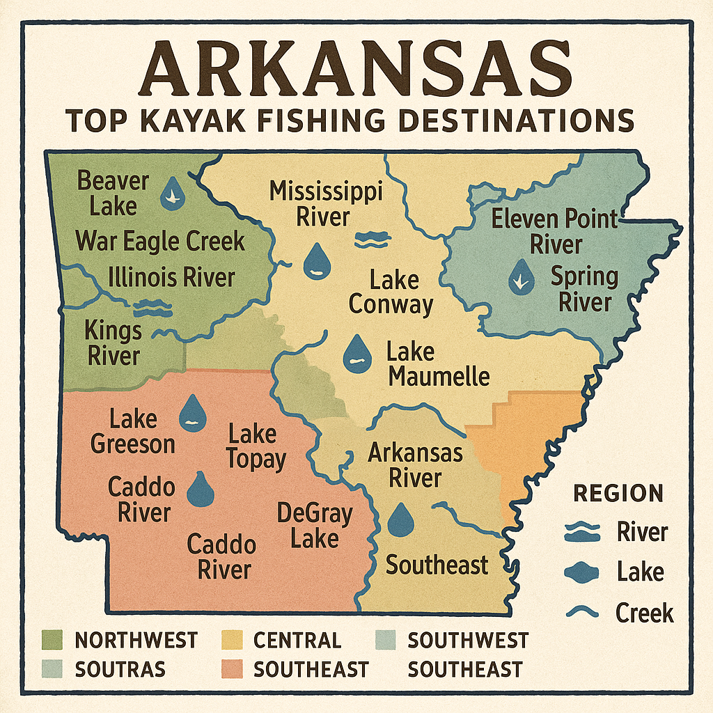  Map illustration of Arkansas showing the locations of top 1