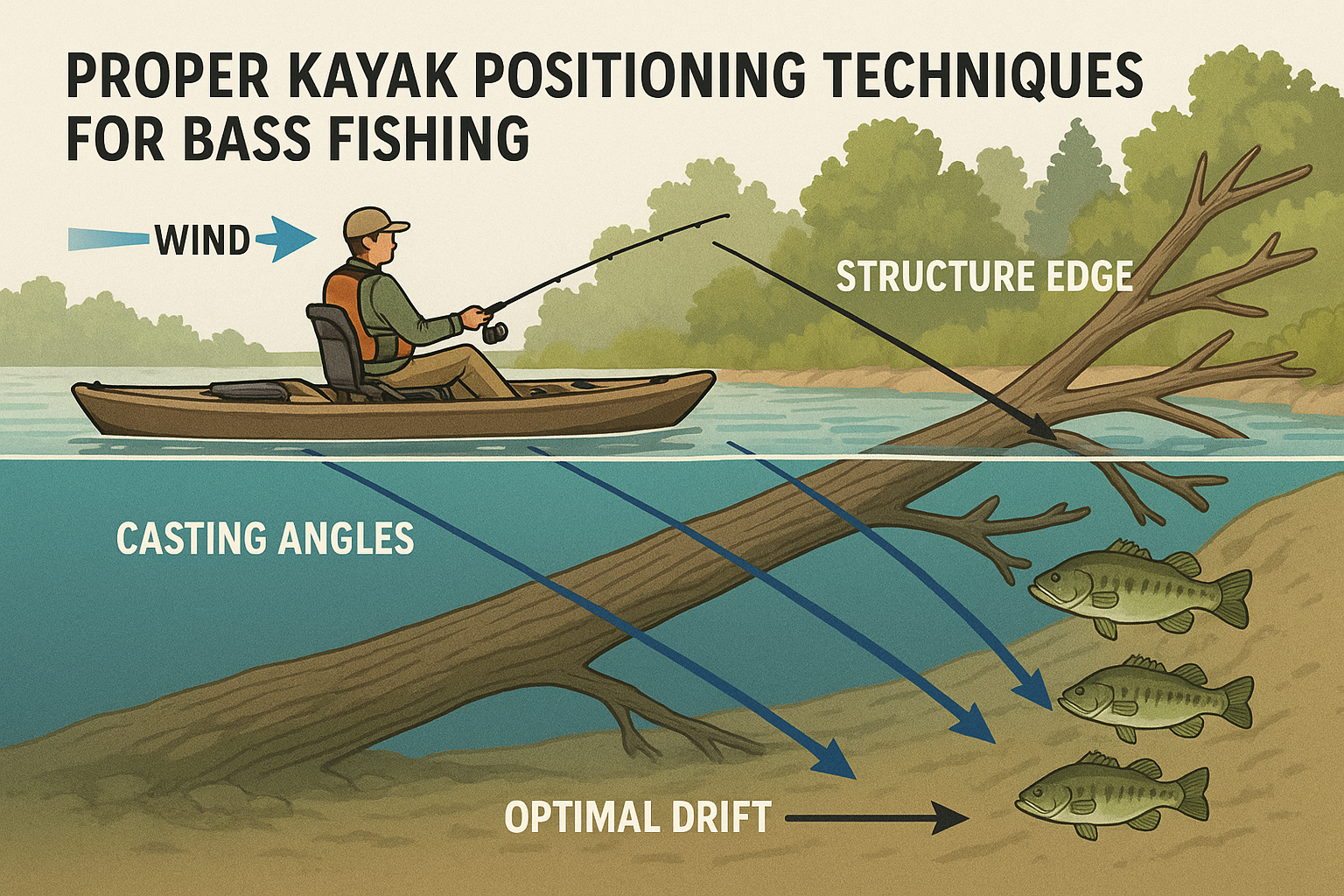 Landscape 1536x1024 image showing proper kayak positioning